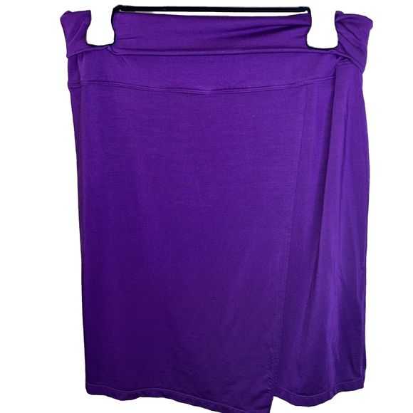 Athleta Purple Seaside Fold Over Knit Pencil Skirt Size MD Casual Comfy Pull-On - Picture 1 of 7